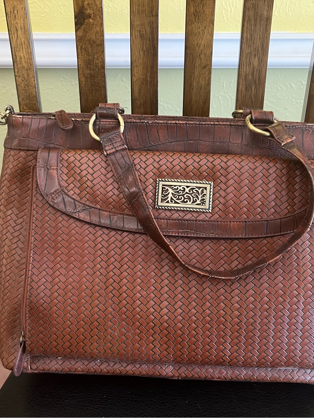 Coldwater Creek Brown Woven Leather Tote Bag